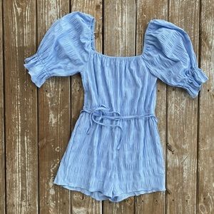 BRAND NEW blue square neck romper - boutique
